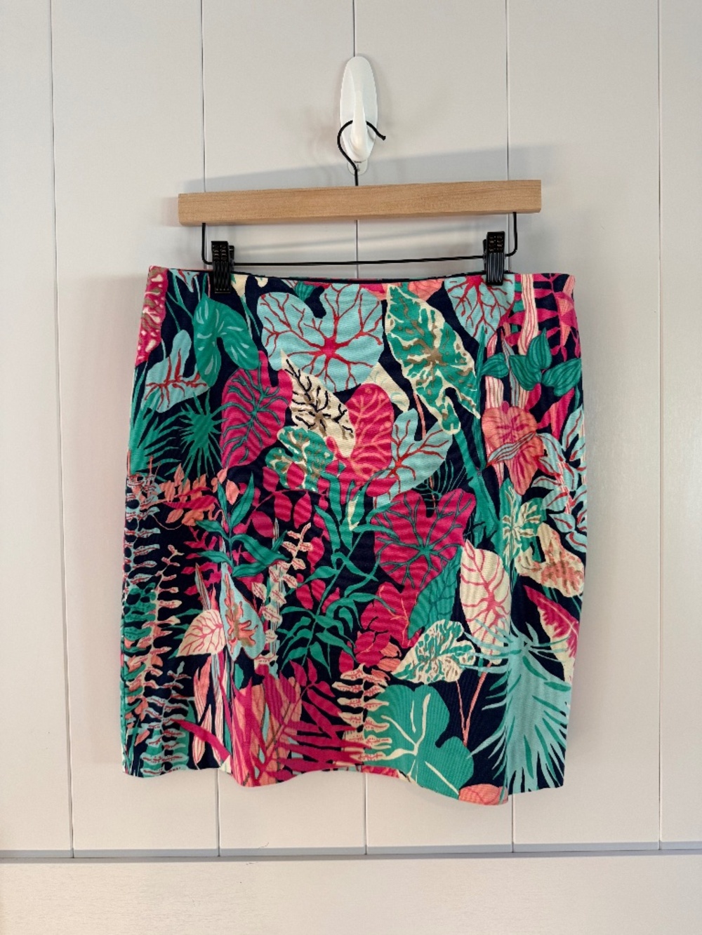 Talbots Floral Pencil Skirt | Pink Green Navy | Size 12p